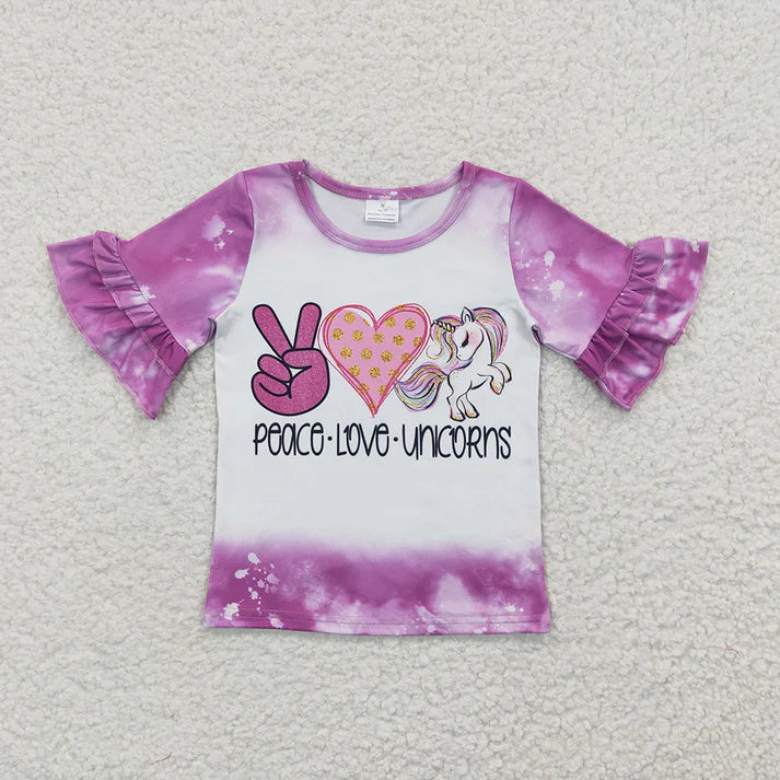 Peace Love Unicorns Ruffle Shirt Closes 6/28/26