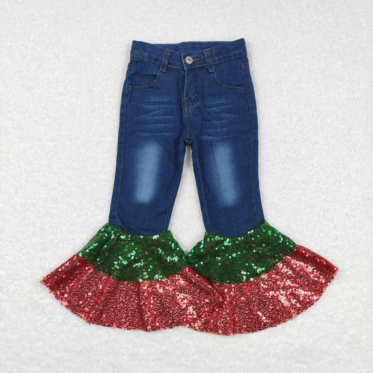 Red & Green Sequin Denim Bells Closes 10/19/25