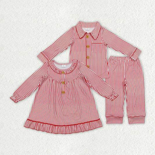Sibling Red Stripe PJs Closes 10/19/25