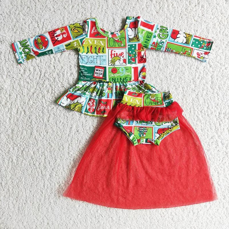 Red Green Guy Tulle Skirted Bummie Set Closes 11/2/25