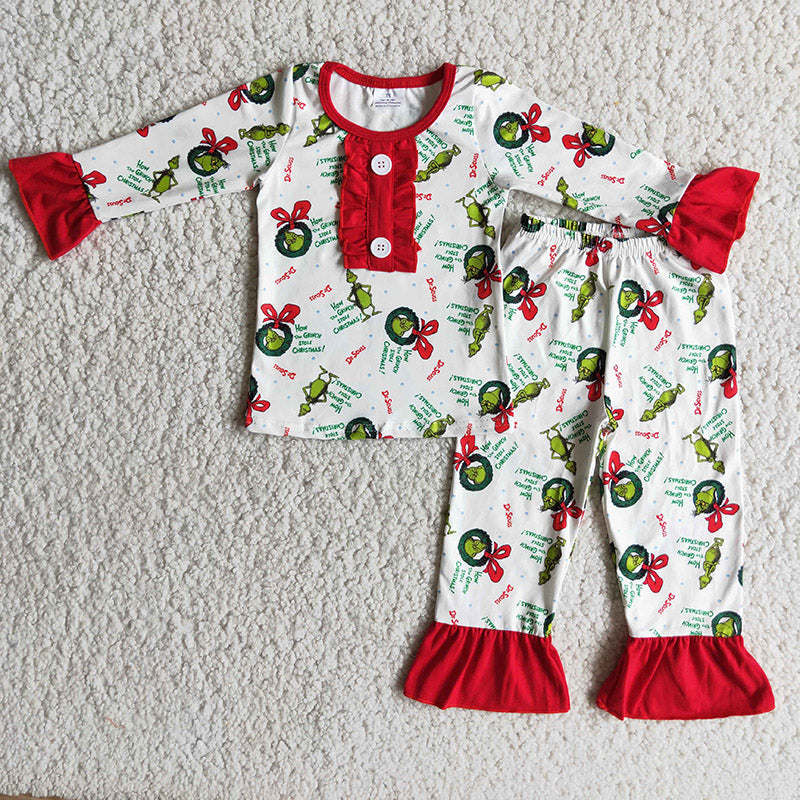 Green Guy Wreath Ruffle PJ Set Closes 11/2/25