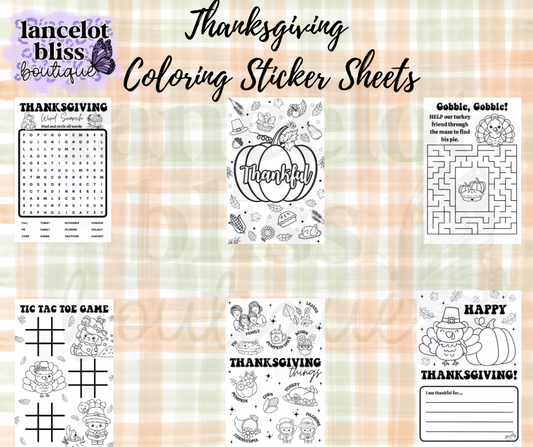 Thanksgiving Coloring Sticker Sheets