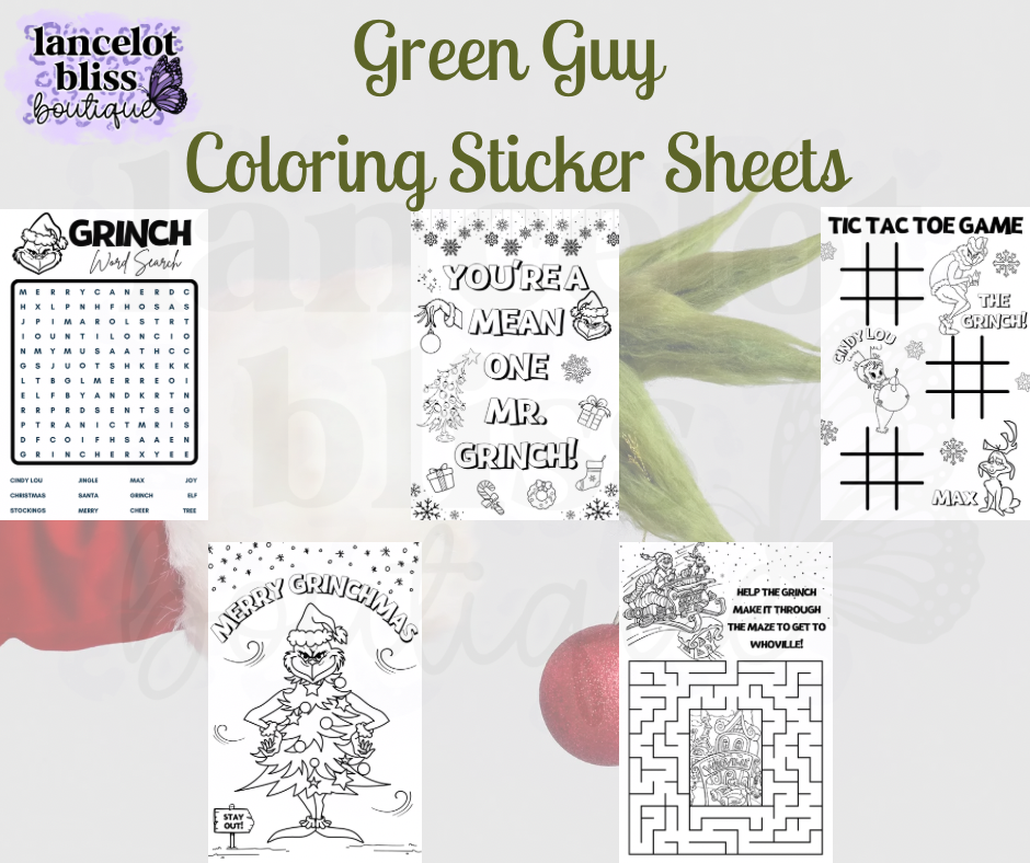 Green Guy Coloring Sticker Sheets